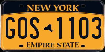 NY license plate GOS1103