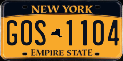 NY license plate GOS1104