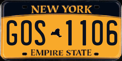 NY license plate GOS1106