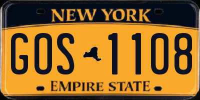 NY license plate GOS1108
