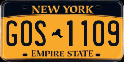 NY license plate GOS1109