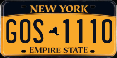 NY license plate GOS1110