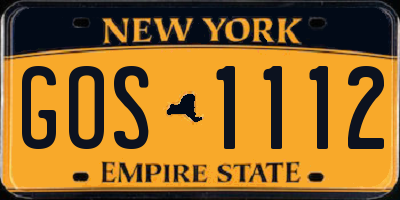 NY license plate GOS1112