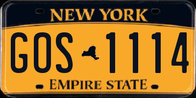 NY license plate GOS1114