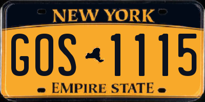 NY license plate GOS1115
