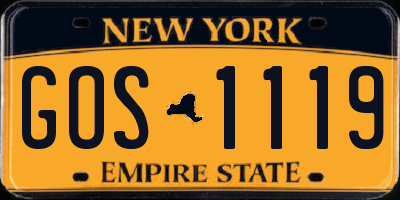 NY license plate GOS1119