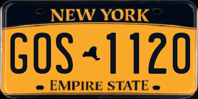 NY license plate GOS1120