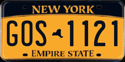 NY license plate GOS1121