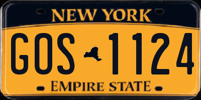 NY license plate GOS1124