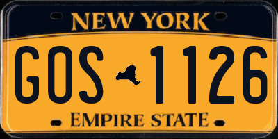 NY license plate GOS1126