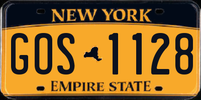 NY license plate GOS1128