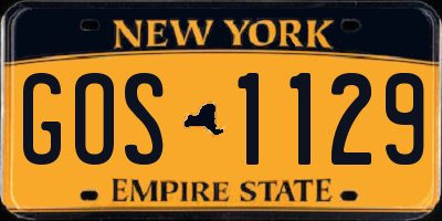 NY license plate GOS1129