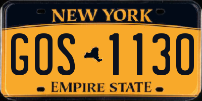 NY license plate GOS1130