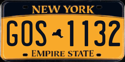 NY license plate GOS1132