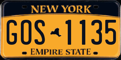 NY license plate GOS1135