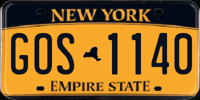 NY license plate GOS1140