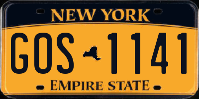 NY license plate GOS1141