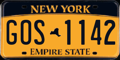 NY license plate GOS1142