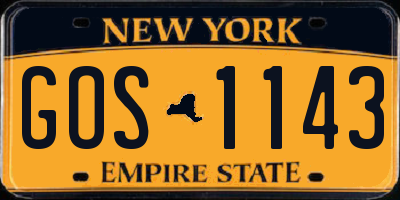 NY license plate GOS1143