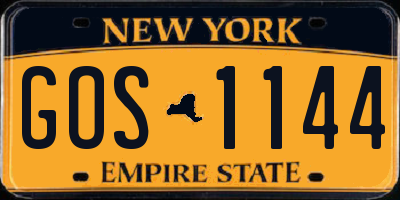 NY license plate GOS1144