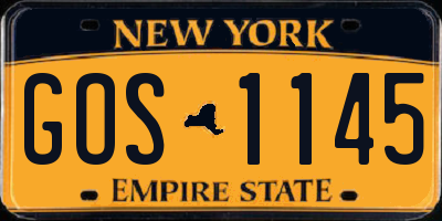 NY license plate GOS1145