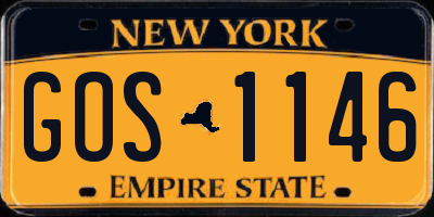 NY license plate GOS1146