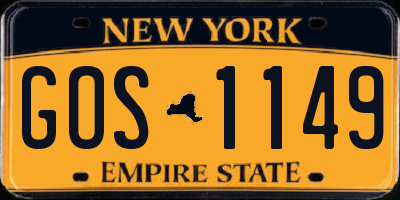 NY license plate GOS1149
