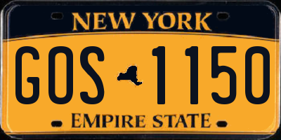 NY license plate GOS1150
