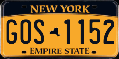 NY license plate GOS1152