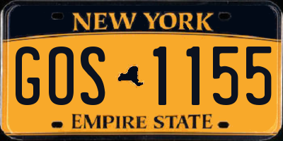 NY license plate GOS1155
