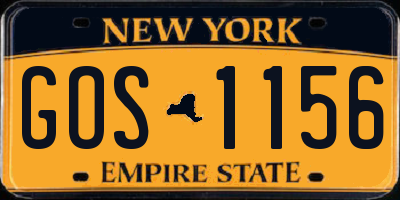 NY license plate GOS1156