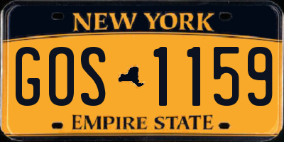 NY license plate GOS1159