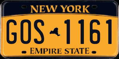 NY license plate GOS1161