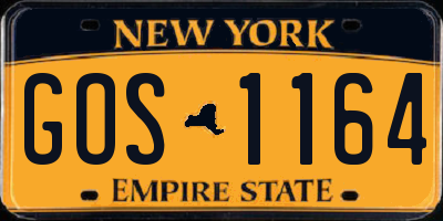 NY license plate GOS1164