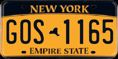 NY license plate GOS1165