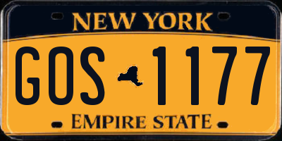 NY license plate GOS1177