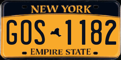 NY license plate GOS1182