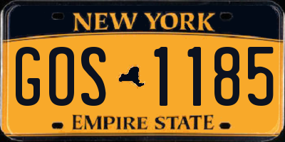 NY license plate GOS1185