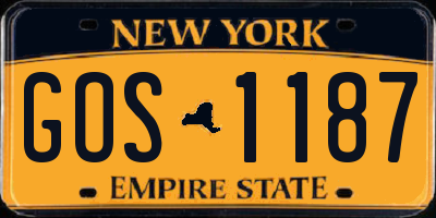 NY license plate GOS1187