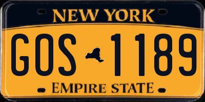 NY license plate GOS1189