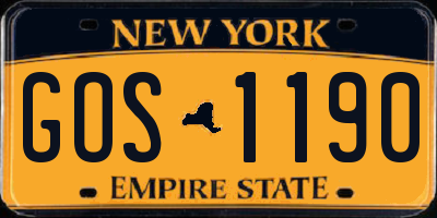 NY license plate GOS1190