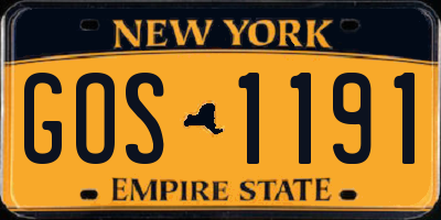 NY license plate GOS1191