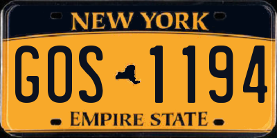 NY license plate GOS1194