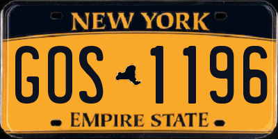 NY license plate GOS1196