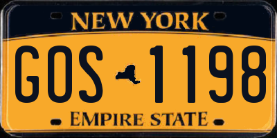 NY license plate GOS1198
