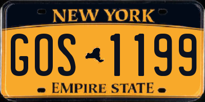 NY license plate GOS1199