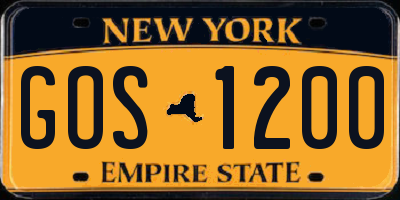 NY license plate GOS1200