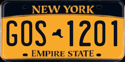 NY license plate GOS1201