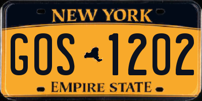 NY license plate GOS1202
