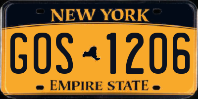 NY license plate GOS1206